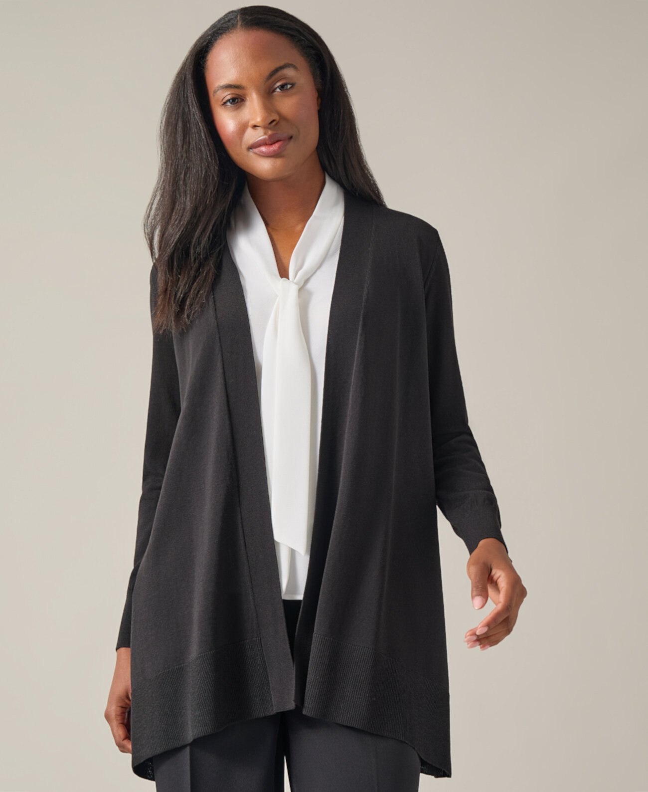 Women's Asymmetrical-Hem Open-Front Cardigan Sweater Kasper