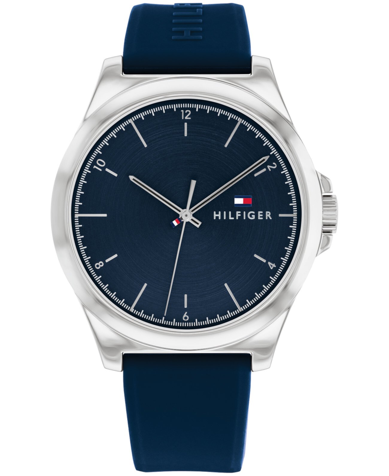 Мужские кварцевые синие силиконовые часы 42 мм Tommy Hilfiger