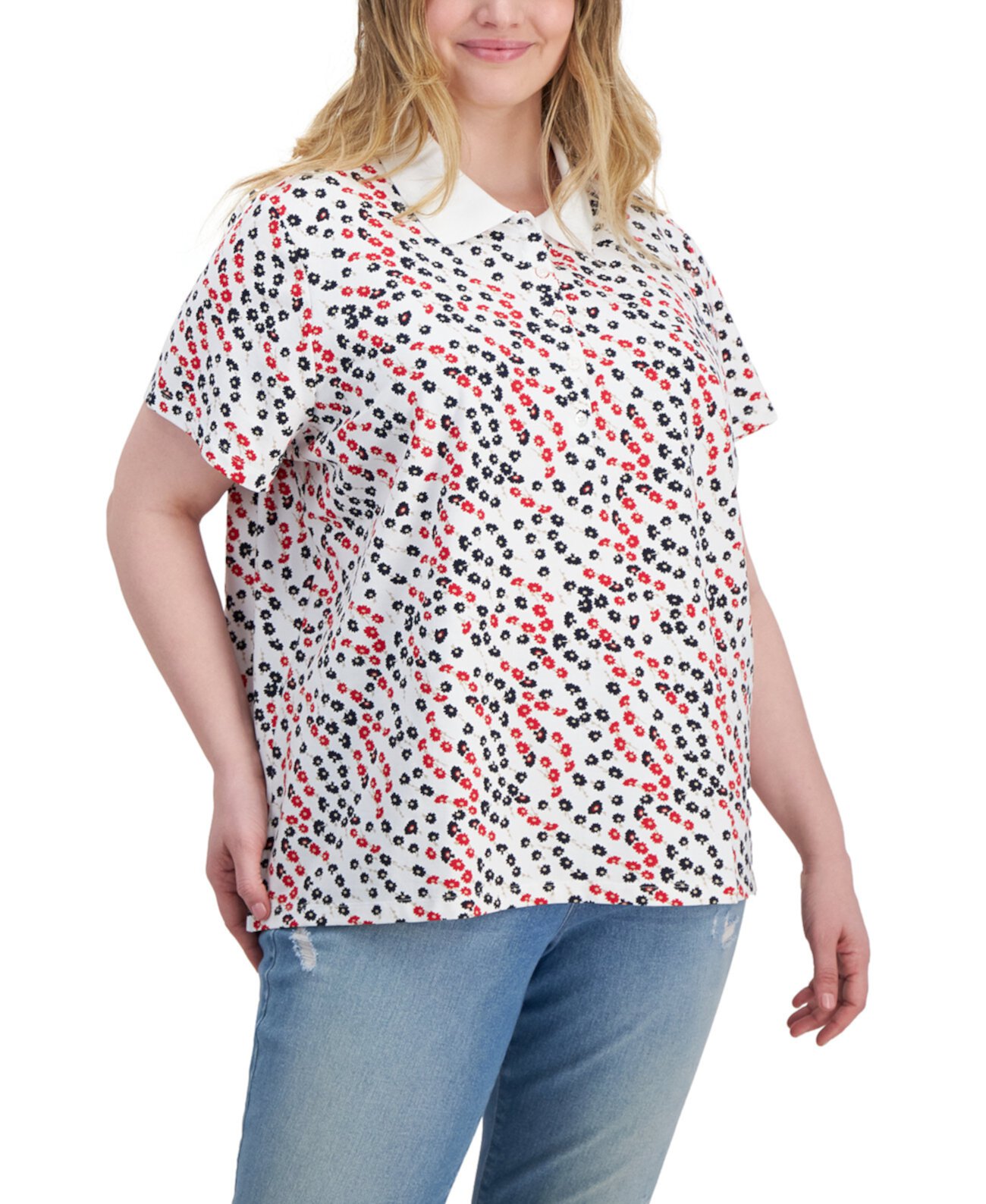 Рубашка поло с цветочным принтом больших размеров Tommy Hilfiger