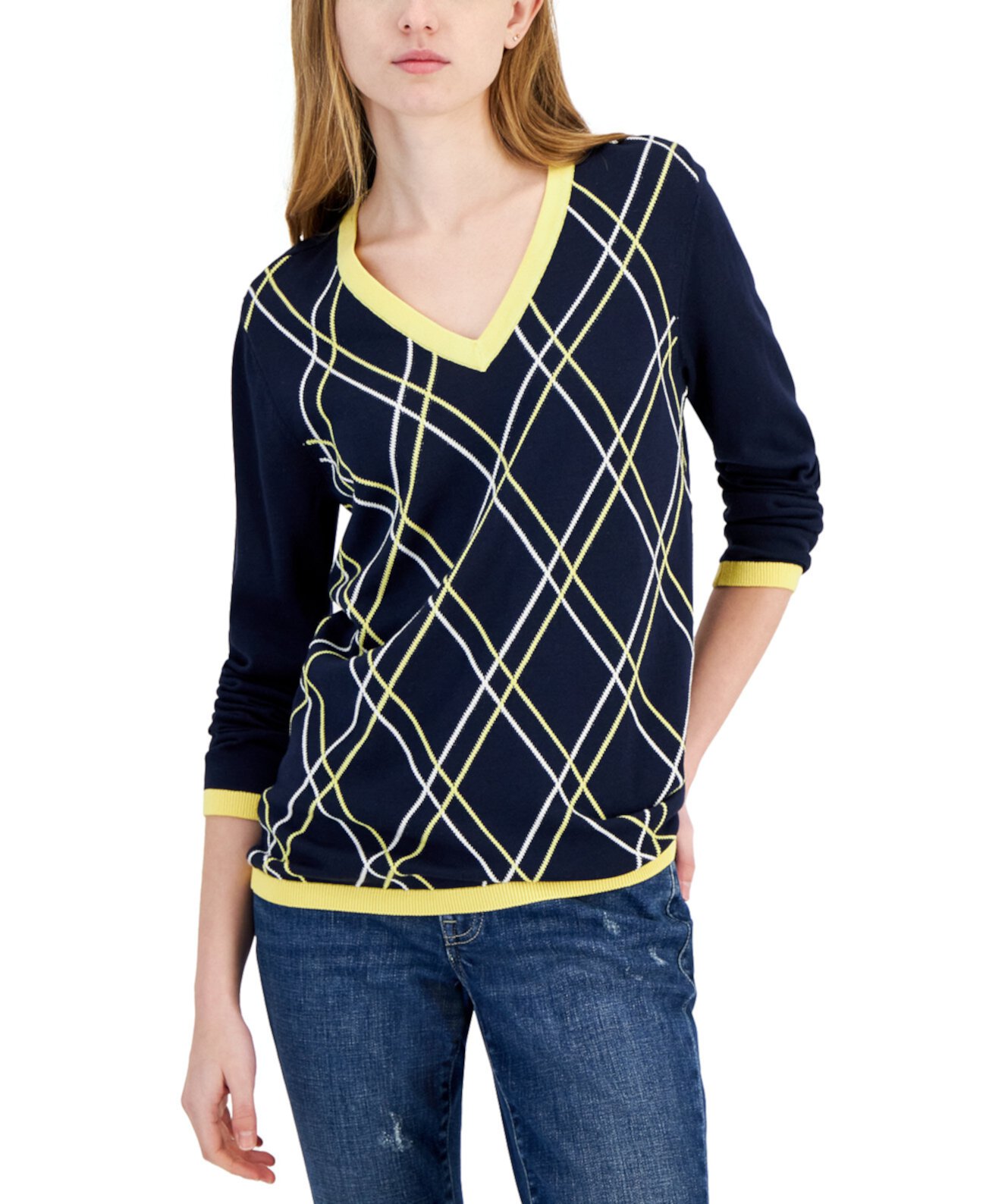 Women's Argyle V-Neck Sweater Tommy Hilfiger