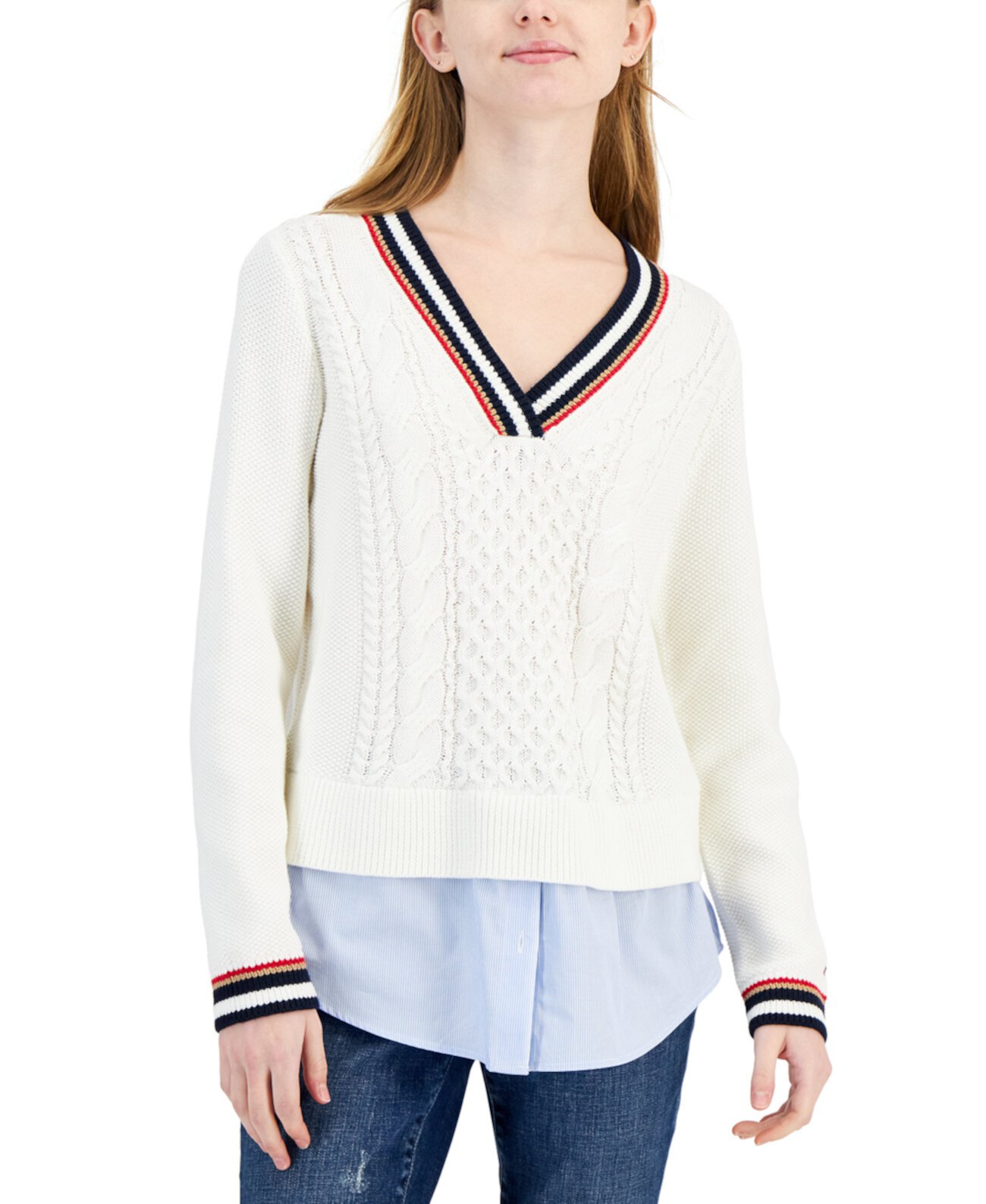Women's Cable-Knit Layered-Look Sweater Tommy Hilfiger