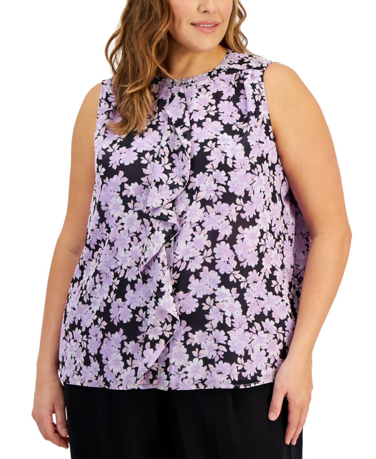 Блузка больших размеров с оборками и цветочным принтом Kasper