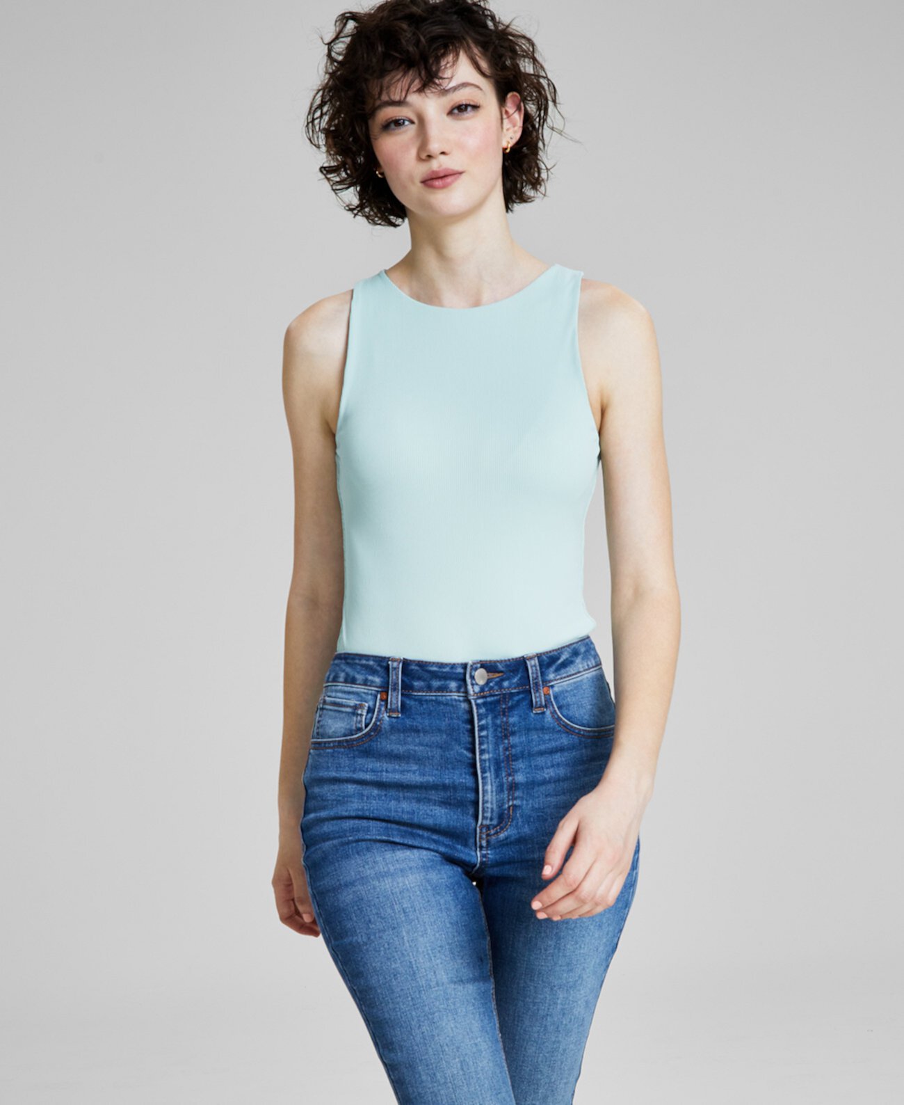 Women's Sleeveless Ribbed Double Layered Bodysuit, Created for Macy's And Now This