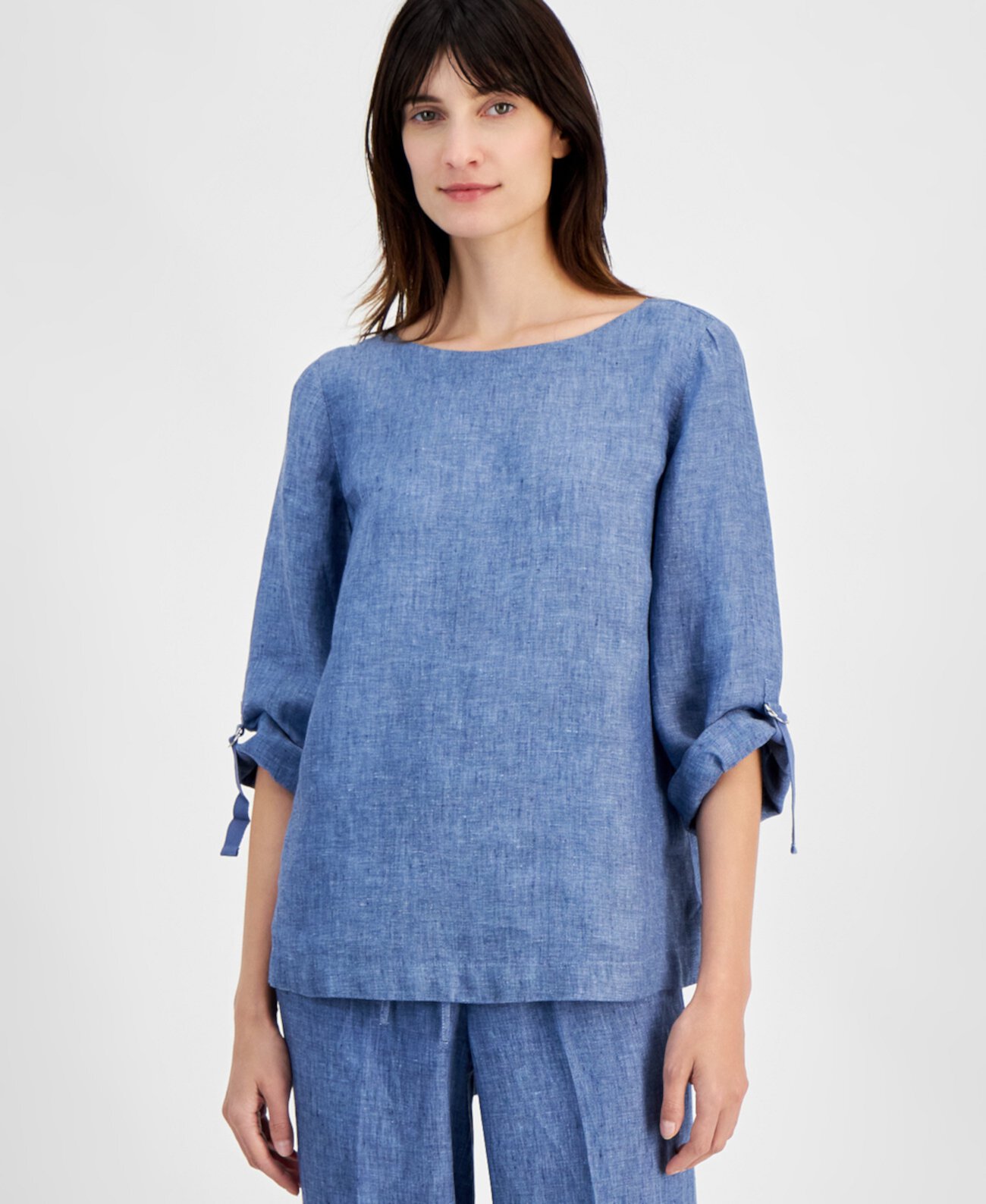 Women's  100% Linen D-Ring Top, Created for Macy's Charter Club