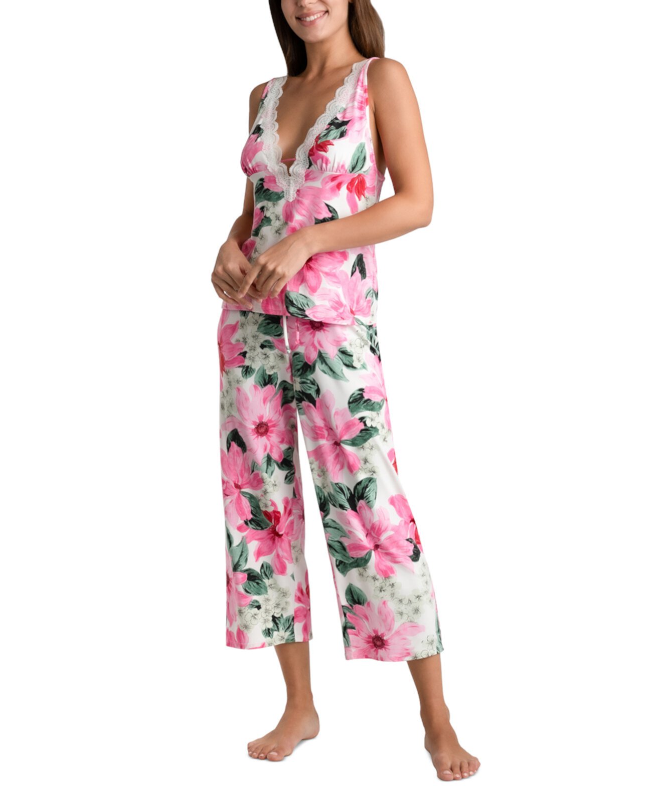 Женские 2 шт. Укороченный пижамный комплект Zandra с цветочным принтом Linea Donatella