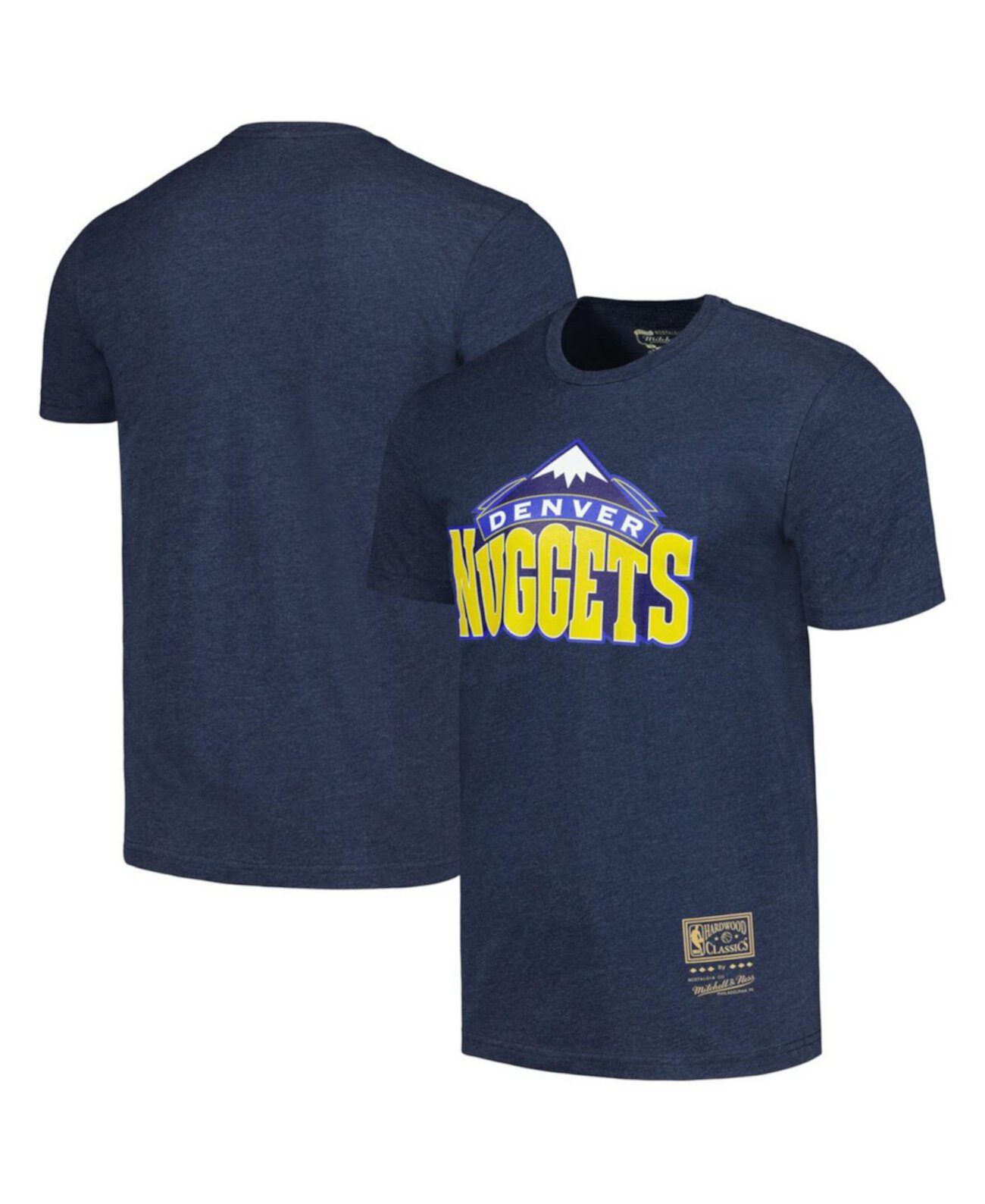 Мужская и женская темно-синяя футболка с логотипом Denver Nuggets Hardwood Classics MVP Throwback Mitchell & Ness