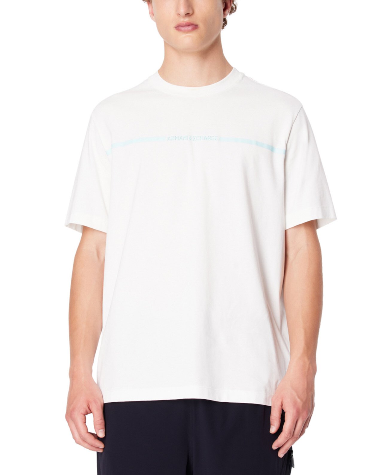 Мужская футболка скинни в полоску с короткими рукавами и логотипом Armani