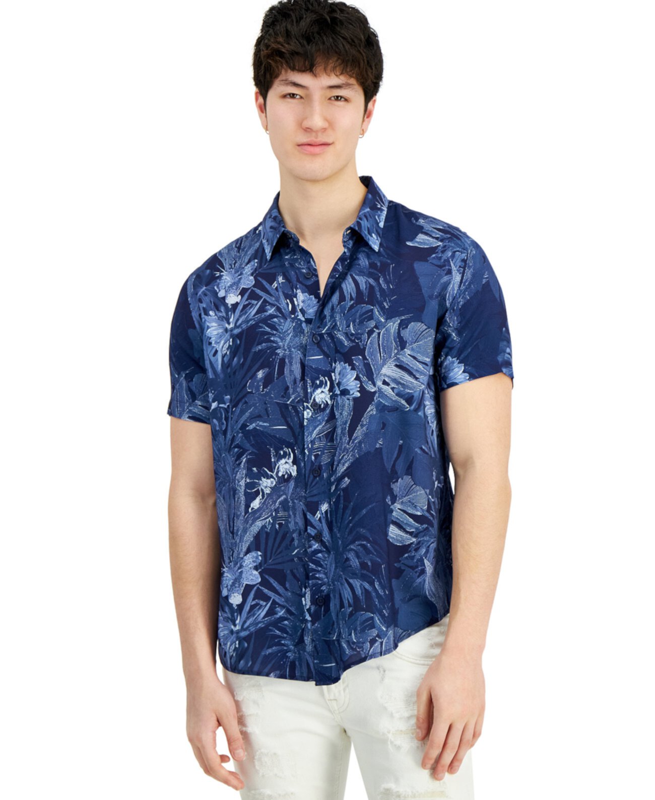 Мужская Рубашка с Коротким Рукавом и Тропическим Принтом GUESS GUESS