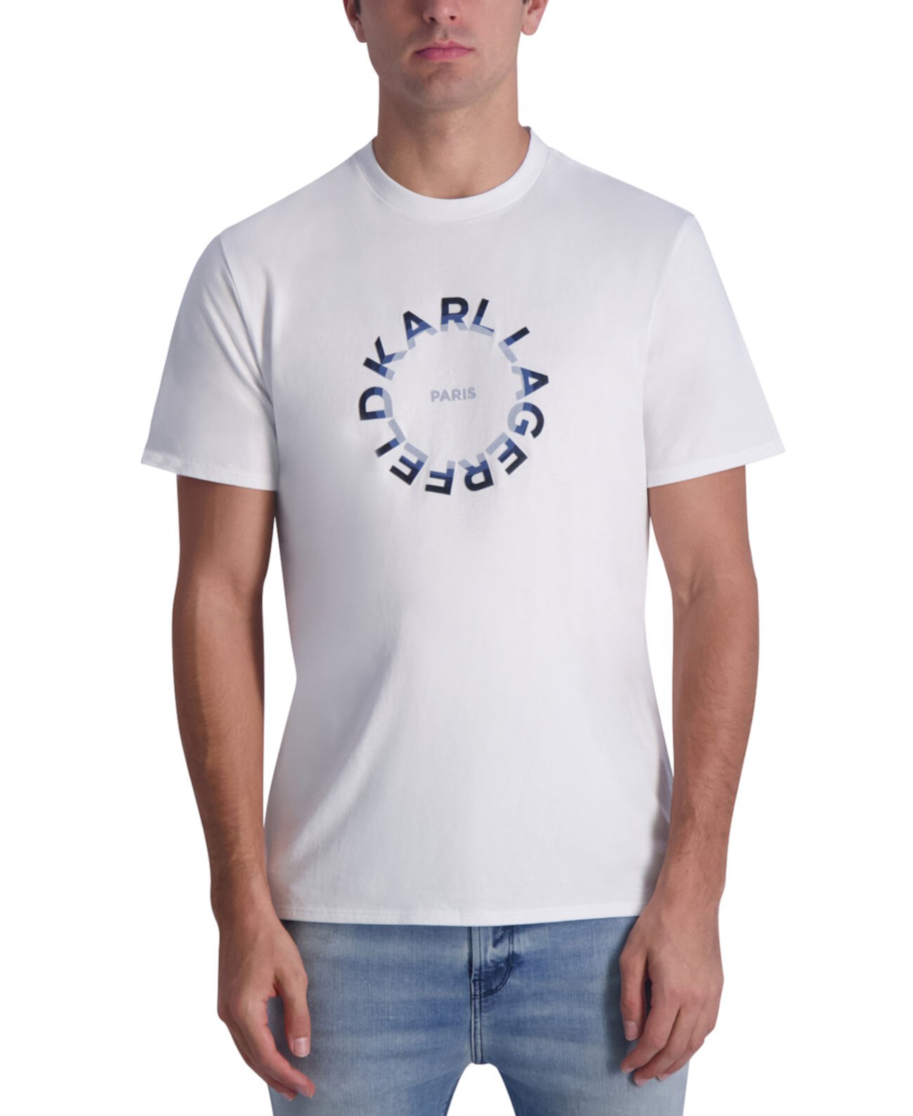 Мужская футболка с круглым логотипом и рисунком из флока Karl Lagerfeld Paris