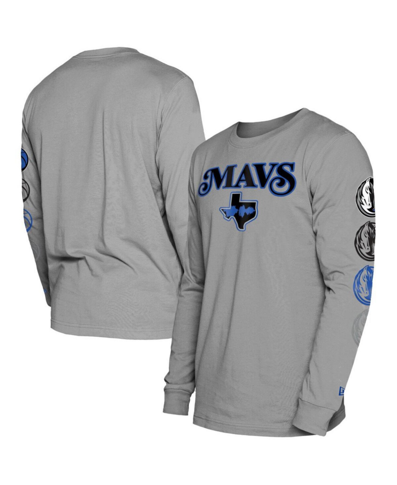 Мужская серая футболка с длинным рукавом Dallas Mavericks 2023/24 City Edition New Era