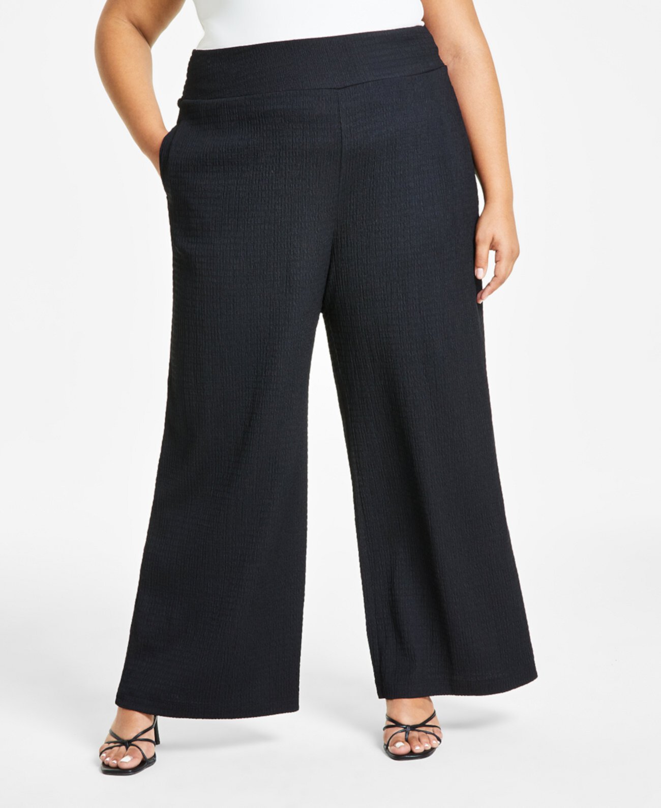 Текстурированные широкие брюки больших размеров, созданные для Macy's Bar III