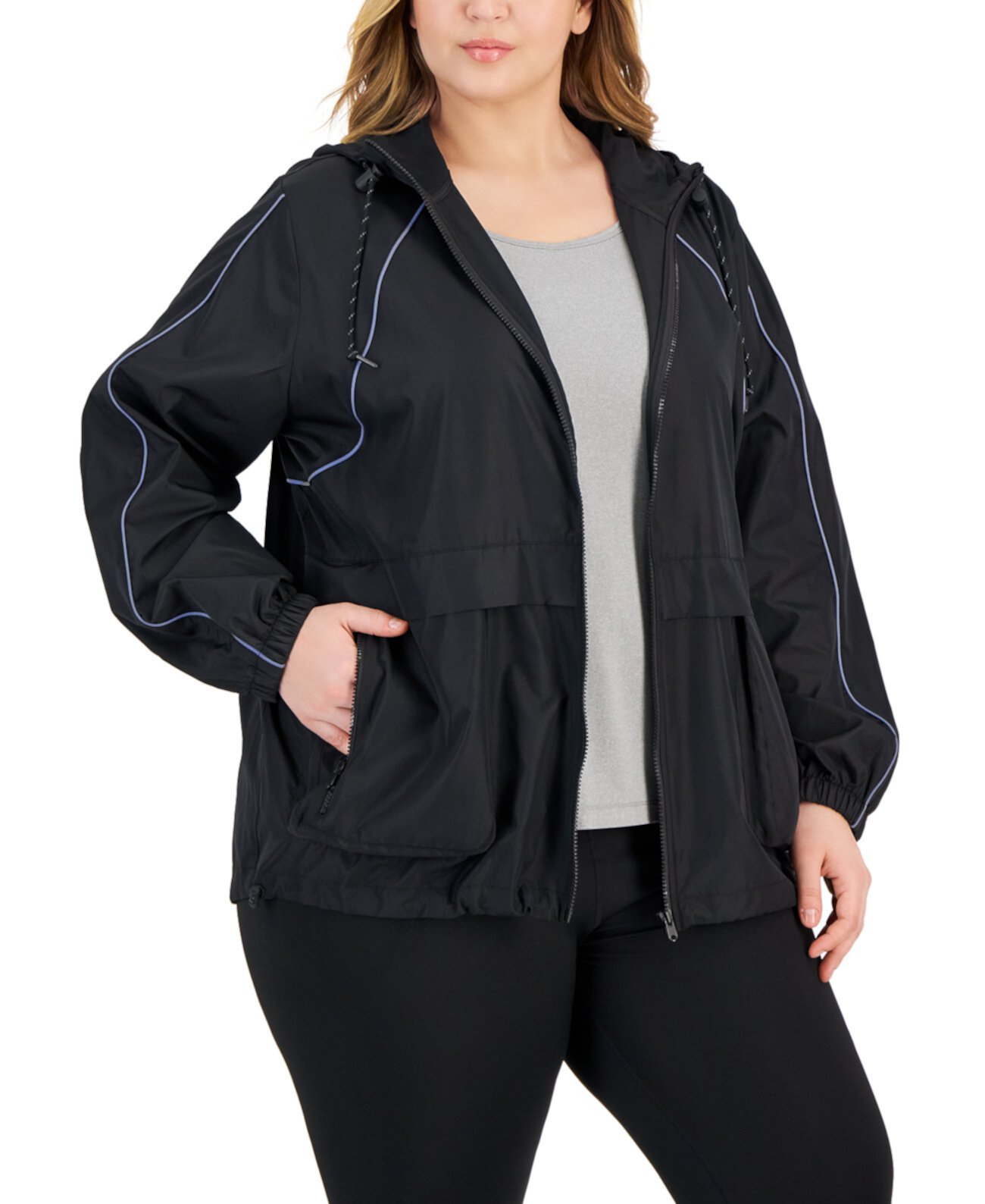 Складная куртка больших размеров с капюшоном на молнии спереди, созданная для Macy's ID Ideology