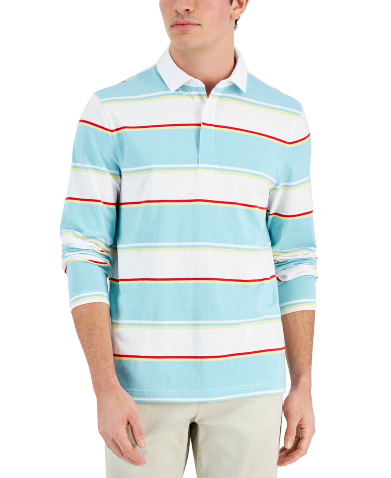 Мужская полосатая рубашка для регби с длинным рукавом, созданная для Macy's Club Room
