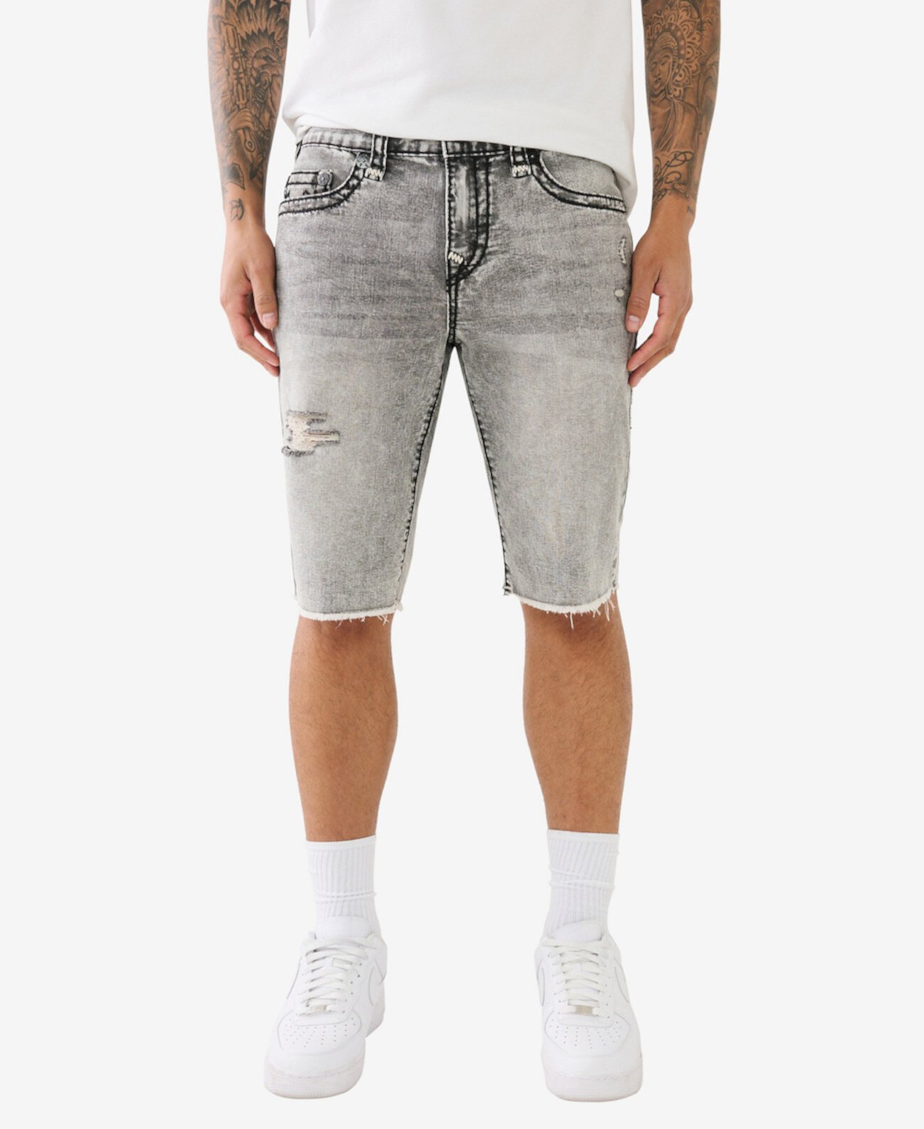 Мужские шорты Ricky Super T с потертым краем, внутренний шов 12 дюймов True Religion
