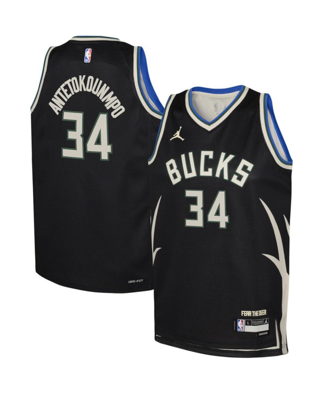 Детские джерси Jordan Giannis Antetokounmpo Черный Milwaukee Bucks Swingman - Statement Edition Jordan