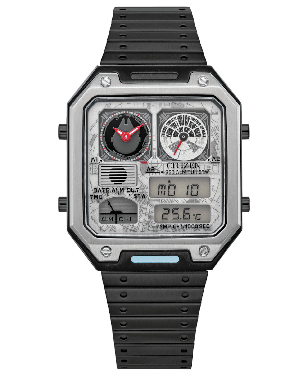 Мужские часы «Звездные войны: Сокол тысячелетия» Ana-Digi, серые часы-браслет из нержавеющей стали, 33 мм Citizen