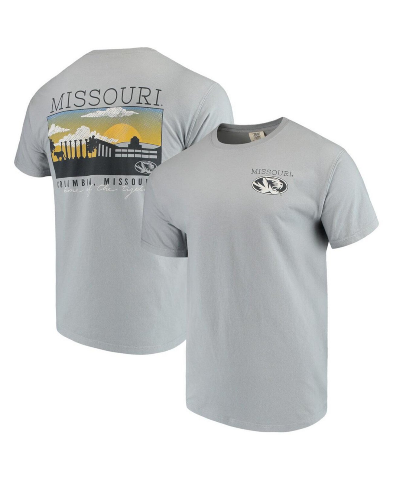 Мужская серая футболка Missouri Tigers Comfort Colors Campus Scenery Image One