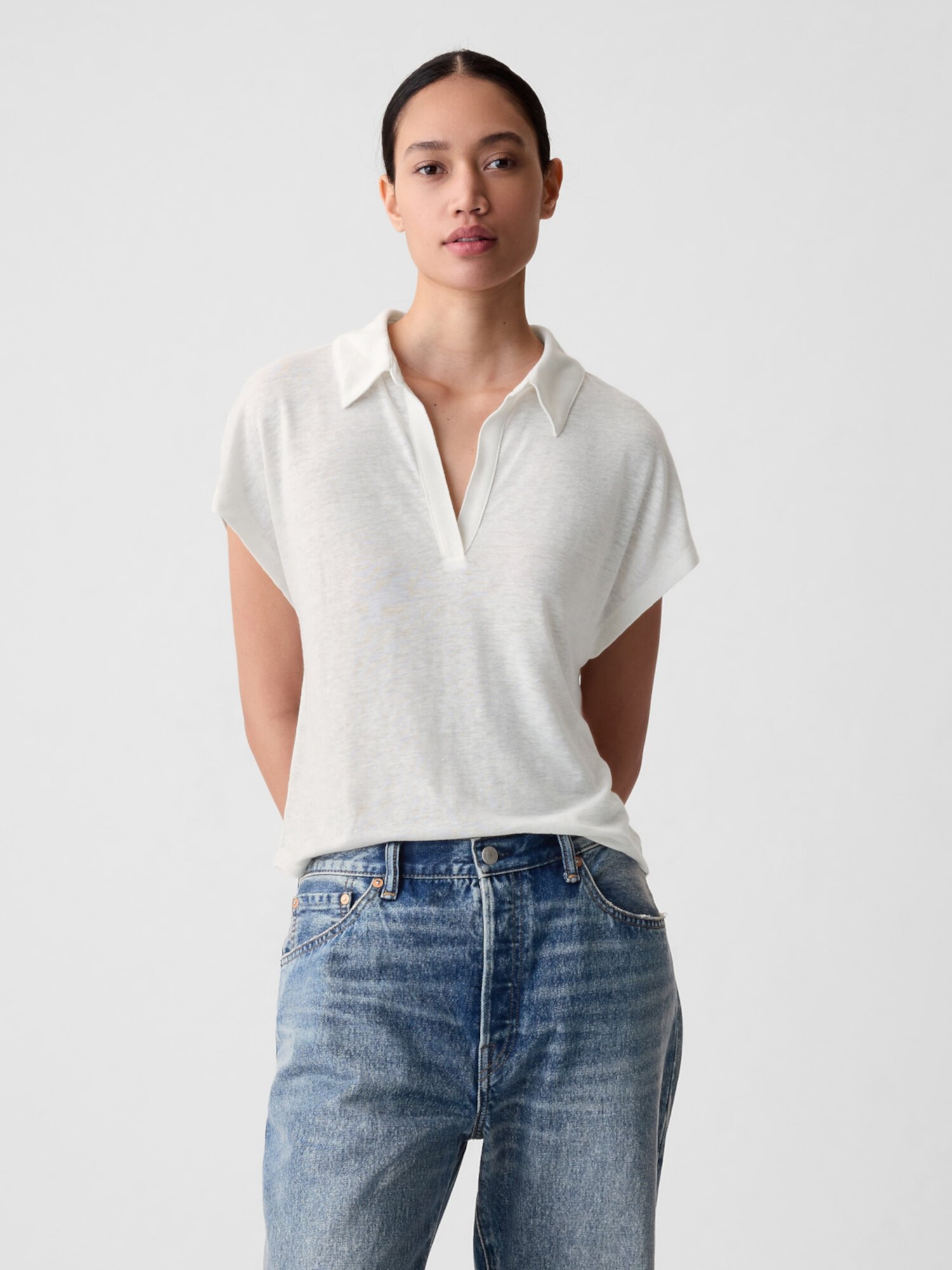 Рубашка-поло из льняной смеси Gap