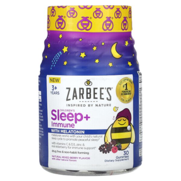 Children's Sleep + Immune, от 3 лет, натуральная ягодная смесь, 30 жевательных конфет Zarbee's