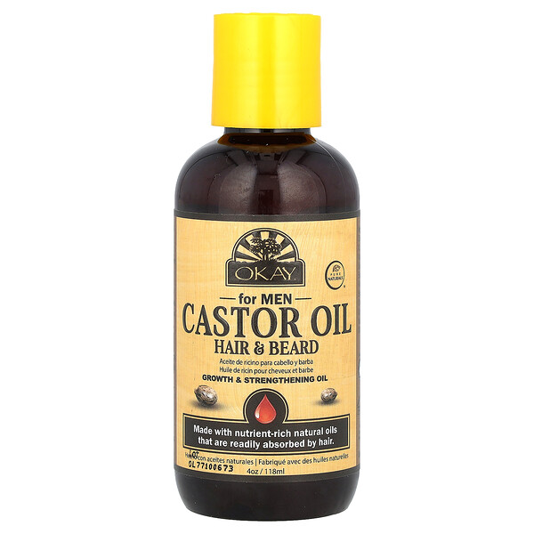 Castor Oil, Hair & Beard, For Men, 4 oz (118 ml) Okay Pure Naturals