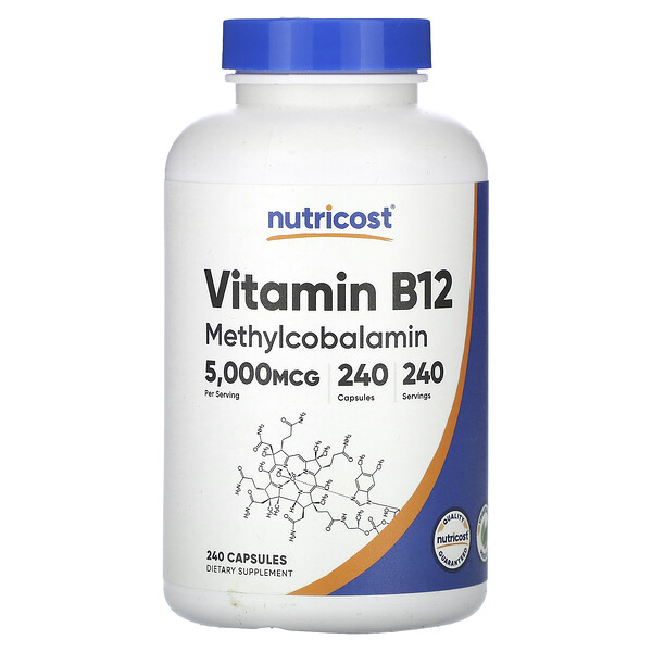 Витамин B12 - 5000 мкг - 240 капсул - Nutricost Nutricost