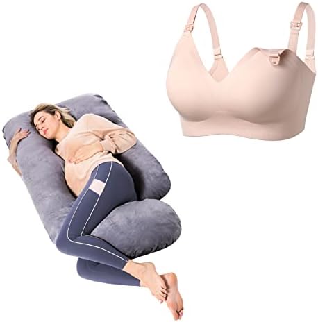 Momcozy Бюстгальтеры для кормления, бежевые, большие подушки для беременных U-образная подушка для всего тела со съемным чехлом Momcozy