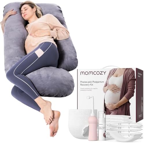 Momcozy Набор предметов первой необходимости для послеродового восстановления, подушки для сна для беременных, набор для ухода за мамой при родах, 57 дюймов, подушка для беременных для женщин, 19 шт. Momcozy