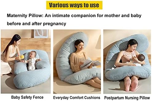 Подушка для беременных U-образная подушка для беременных, дышащая подушка для беременных из 100% хлопка, съемная подушка для сна и подушка для кормления, легко чистится (цвет: синий) N/
