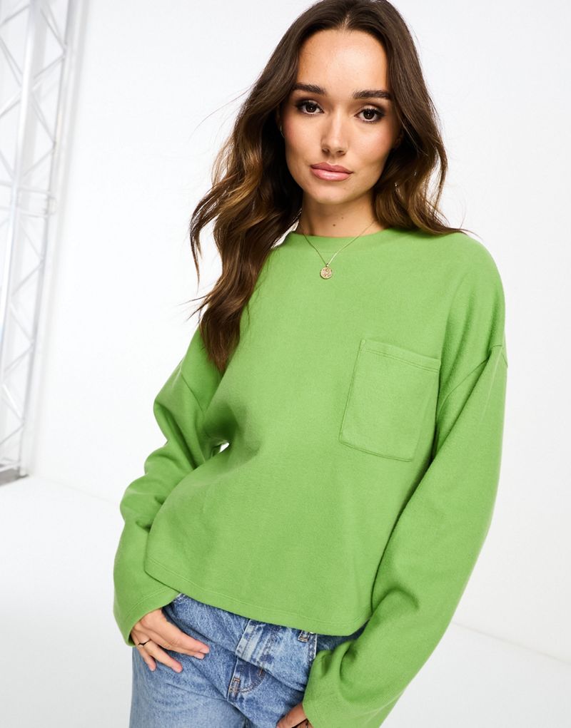Зеленый супермягкий свитер оверсайз с карманом ASOS DESIGN ASOS DESIGN