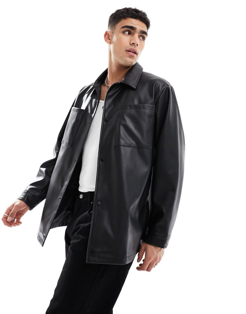 Мужская Куртка ASOS DESIGN из искусственной кожи черного цвета ASOS DESIGN