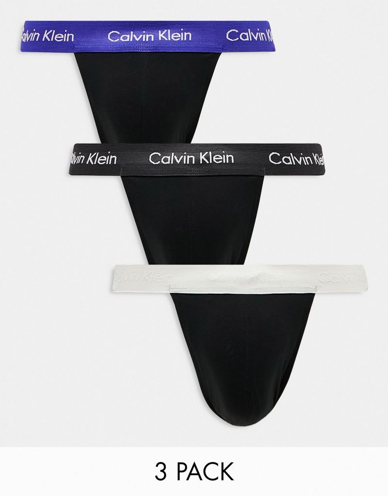 Комплект из трех спортивных трусов Calvin Klein черного цвета с цветным поясом Calvin Klein