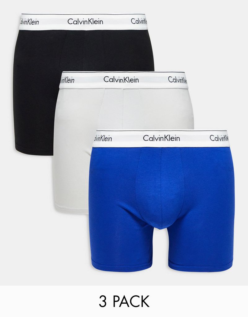 Комплект из трех боксеров Calvin Klein черного, синего и серого цветов Calvin Klein