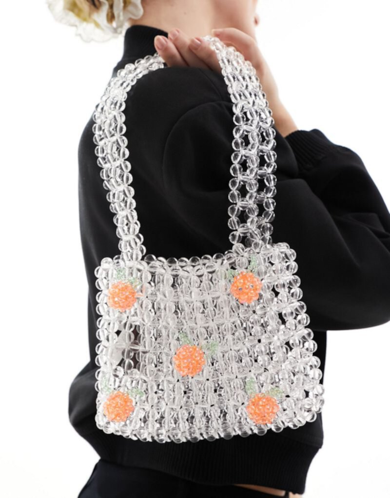 Гламурная сумочка из бисера с апельсинами, прозрачная GLAMOROUS