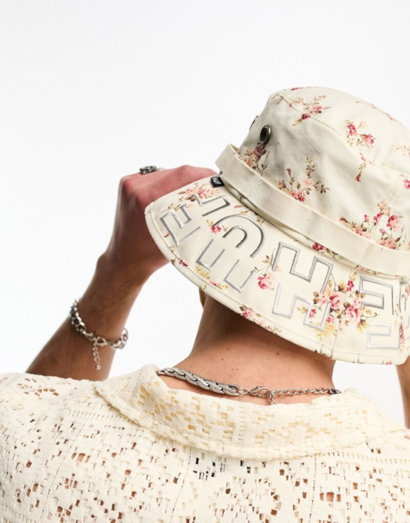 Белая полевая шляпа-буни HUF с цветочным принтом по всей длине — часть комплекта. HUF
