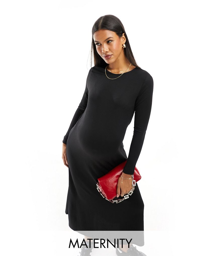 Черное платье макси с длинными рукавами Mamalicious Maternity MAMALICIOUS