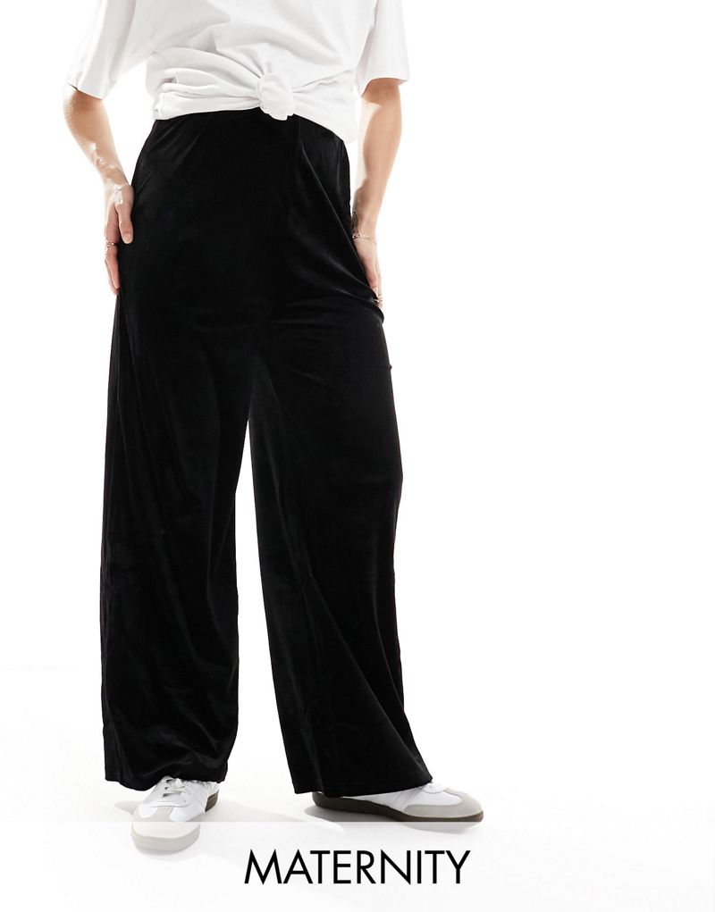 Черные бархатные брюки свободного кроя для беременных Mamalicious MAMALICIOUS