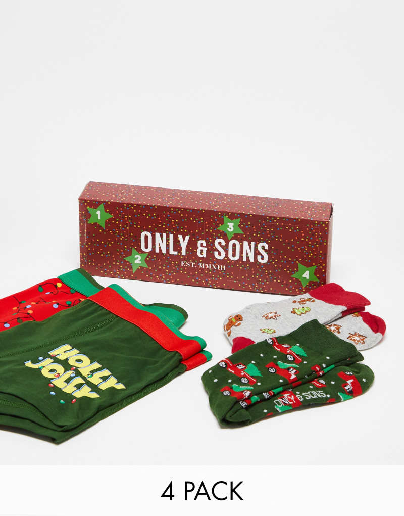 Мужские Боксеры Only & Sons Рождественский Набор из 4 Штук Only & Sons