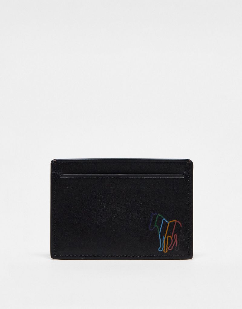 Черный кожаный кошелек для кредитных карт PS Paul Smith с контуром коричневого цвета под зебру PS Paul Smith