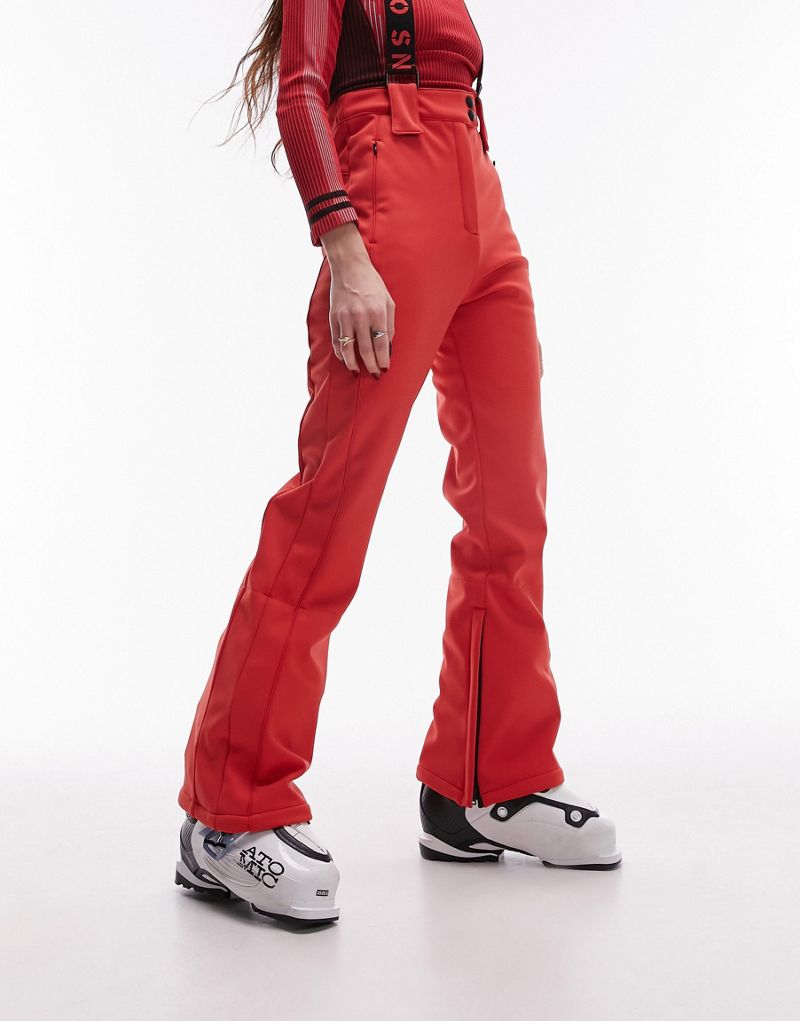 Красные расклешенные лыжные брюки с подтяжками Topshop Sno TOPSHOP