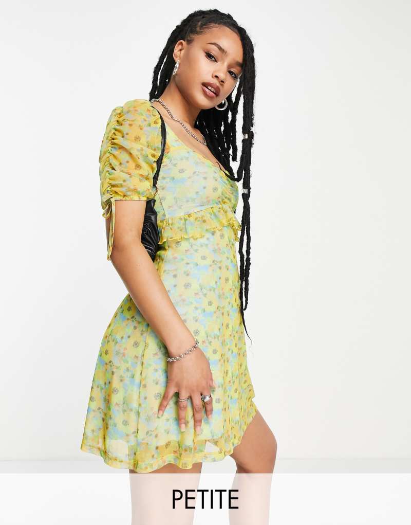 Женское Платье Topshop Petite многоцветное мини-платье с цветочным принтом Topshop Petite