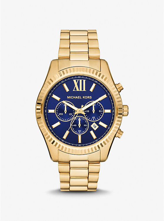Крупногабаритные золотистые часы Lexington Michael Kors