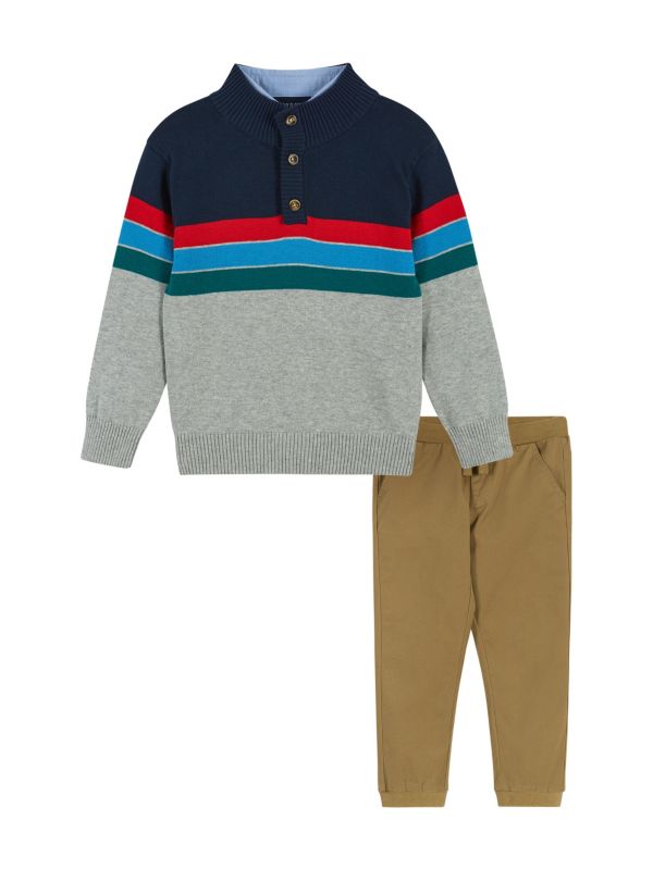 Комплект из трех предметов: свитер, рубашка и брюки с цветными блоками для маленьких мальчиков и мальчиков Andy & Evan