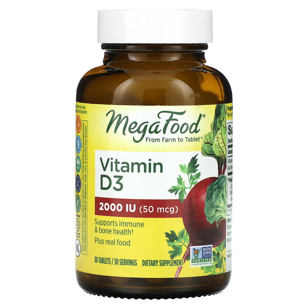 Витамин D3, 2000 МЕ (50 мкг), 30 таблеток MegaFood