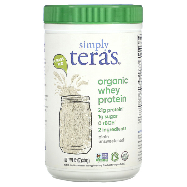 Органический сывороточный протеин, простой несладкий, 12 унций (340 г) Simply Tera's