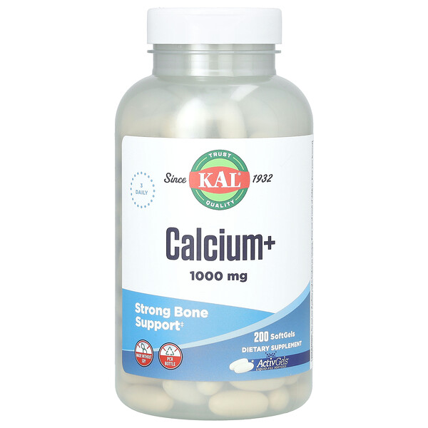 Кальций+, 1000 мг, 200 мягких таблеток (333 мг на мягкую таблетку) KAL