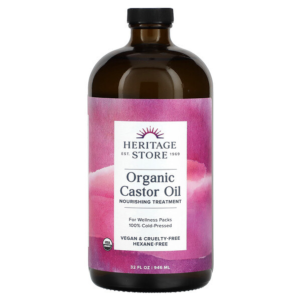 Organic Castor Oil, 32 fl oz (Жидкие унции) (946 ml) Heritage Store