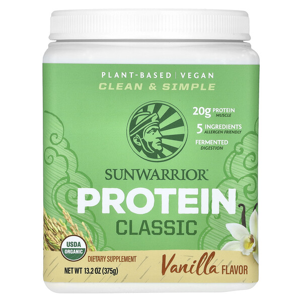 Classic Protein, ваниль, 13,2 унции (375 г) Sunwarrior
