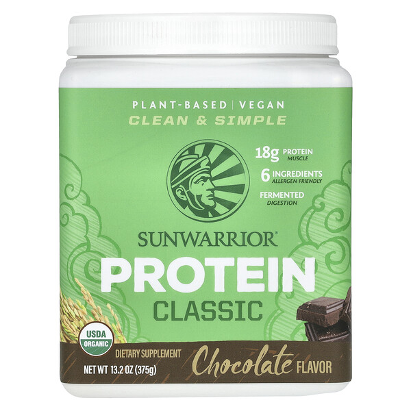 Classic Protein, шоколад, 13,2 унции (375 г) Sunwarrior