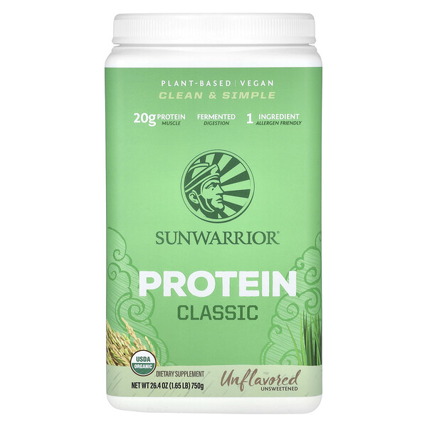 Классический протеин, без вкуса, 1,65 фунта (750 г) Sunwarrior