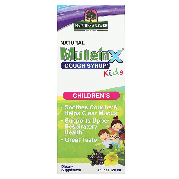 Натуральный сироп от кашля Mullein-X, для детей, 4 жидких унции (120 мл) Nature's Answer